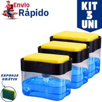 Kit 3 Porta Sabão Líquido Dispense de Detergente e Esponja para Cozinha Nas Cores Branco e Preto 600ml Kit 3 Porta Sabão Líquido Dispense de Detergente e Esponja para Cozinha Nas Cores Branco e Preto 600ml