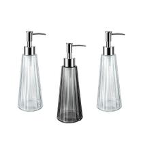 Kit 3 Porta Sabonete 330ml Banheiro Cozinha Gel Pia Saboneteira Líquido Vidro Dispenser Pump Lavabo