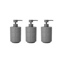 Kit 3 Porta-Sabonete Líquido Quadrados Em Cimento Cinza