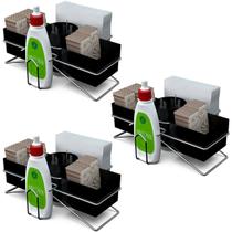 Kit 3 Porta Sachês de Mesa Açúcar Guardanapo Adoçante Mexedor Saquinhos de Chá Preto Kit 3 Porta Sachês de Mesa Açúcar Guardanapo Adoçante Mexedor Saquinhos de Chá Preto