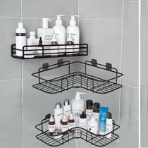 Kit 3 Porta Shampoo de Canto Para Banheiro Suporte Prateleira Com Adesivo