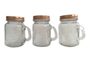 Kit 3 Porta Temperos Mini Caneca Em Vidro/ Tampa Rosé 110Ml