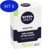 Kit 3 Pós Barba Nivea For Men Bálsamo Sensitive 100Ml