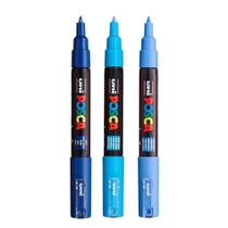 Kit 3 Posca PC-1M Azul, Azul Claro, Blue Sky 0.7mm Uniball Kit 3 Posca PC-1M Azul, Azul Claro, Blue Sky 0.7mm Uniball