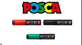 Kit 3 Posca PC-8K Preta Vermelha Verde