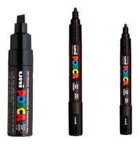 Kit 3 Posca Preta PC3M PC5M PC8K Kit 3 Posca Preta PC3M PC5M PC8K