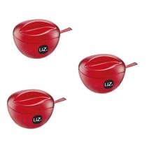 Kit 3 Pote Açucar Açucareiro Translucido 15x9,5Cm Vermelho