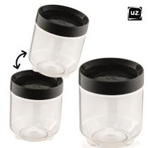 Kit 3 Pote Conecta Uz Organizador Tampa Empilhável 600ml Cozinha