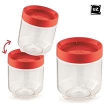 Kit 3 Pote Conecta Uz Tampa Organizador Empilhável 600Ml