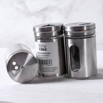 Kit 3 Pote De Tempero 90Ml 100% Aço Inox Inox - Bene Casa