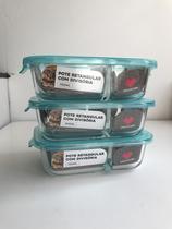 kit 3 Pote de Vidro com Divisória e Tampa de Plástico com travas 700ml marmita retangular kit 3 Pote de Vidro com Divisória e Tampa de Plástico com travas 700ml marmita retangular