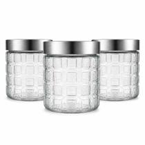 Kit 3 Pote De Vidro Organizador 800ml Tampa Inox Mantimento Cozinha Potes Hermetico Tapuer Plastico Café Açucar Biscoito Bolacha Kit 3 Pote De Vidro Organizador 800ml Tampa Inox Mantimento Cozinha Potes Hermetico Tapuer Plastico Café Açucar Biscoito Bolacha