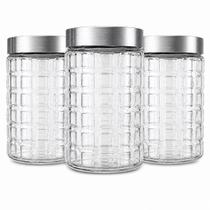 Kit 3 Pote De Vidro Trabalhado 1200ml Tampa Inox Mantimento Cozinha Potes Hermetico Tapuer Plastico Kit 3 Pote De Vidro Trabalhado 1200ml Tampa Inox Mantimento Cozinha Potes Hermetico Tapuer Plastico