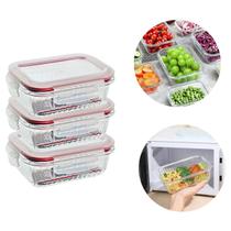 Kit 3 Pote Hemertico de Vidro Micro-ondas Organizador 640ml Kit 3 Pote Hemertico de Vidro Micro-ondas Organizador 640ml