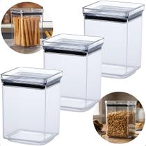 Kit 3 Pote Hermético 1000 Ml Acrílico Multiuso Empilhável