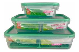 Kit 3 Pote Hermético 1,6lt 730l 330ml Travas Freshy Sanremo Kit 3 Pote Hermético 1,6lt 730l 330ml Travas Freshy Sanremo