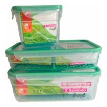 Kit 3 Pote Hermético 2,5lt 1,6l 770ml Travas Freshy Sanremo