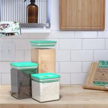 Kit 3 Pote Hermético Alimentos Mantimentos Tampa Unitermi Cor Verde