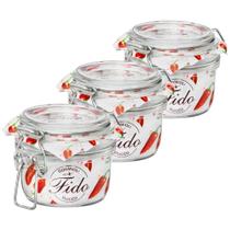 Kit 3 Pote Hermético de Vidro Bormioli Rocco Fido 125ml Transparente Original Itália Kit 3 Pote Hermético de Vidro Bormioli Rocco Fido 125ml Transparente Original Itália