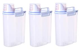 Kit 3 Pote Hermético Para Mantimentos Com Copo Medidor 1,8L