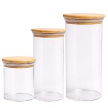 Kit 3 Pote Hermético Vidro Com Tampa Bambu 650Ml 1,1L 1,4L Kit 3 Pote Hermético Vidro Com Tampa Bambu 650Ml 1,1L 1,4L