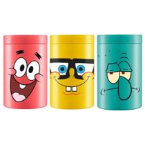 Kit 3 Pote Infantil Bob Esponja Patrick Lula Molusco 1,5lt
