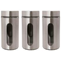 Kit 3 Pote Inox Visor Vítreo 1,3L - Mimo Style