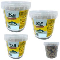 Kit 3 Pote Isca Ração Furadinha Banana Tilápia Pacu Piau