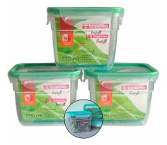 Kit 3 Pote Multiuso Freshy Plástico Freezer Sanremo Sr1761 770ml