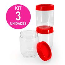 Kit 3 Pote Organizador Gire e Trave Empilha Fácil 380ml