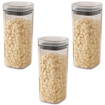 Kit 3 Pote Organizador Hermético 1,5L Transparente Tampa Compacto Reutilizável Vedação Cozinha Uz Kit 3 Pote Organizador Hermético 1,5L Transparente Tampa Compacto Reutilizável Vedação Cozinha Uz