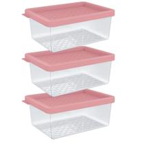 Kit 3 Pote Organizador Multiuso P 0,6L Transparente Plástico Cozinha Geladeira Kit 3 Pote Organizador Multiuso P 0,6L Transparente Plástico Cozinha Geladeira