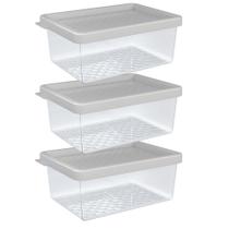 Kit 3 Pote Organizador Multiuso P 0,6L Transparente Plástico Cozinha Geladeira