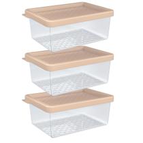 Kit 3 Pote Organizador Multiuso P 0,6L Transparente Plástico Cozinha Geladeira Kit 3 Pote Organizador Multiuso P 0,6L Transparente Plástico Cozinha Geladeira