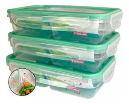 Kit 3 Pote Plástico Com Travas E Divisória 730ml Freshy Sanremo Kit 3 Pote Plástico Com Travas E Divisória 730ml Freshy Sanremo