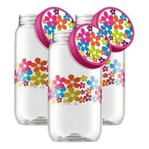 Kit 3 Pote Plástico Porta Mantimentos Grande Tampa De Rosca 2,7 Litros