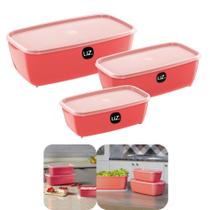 Kit 3 Pote Porta Alimento Mantimento Retangular Com Tampa Cozinha Premium - UZ230 Uz