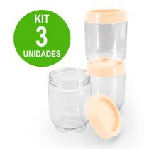 Kit 3 Pote Porta Condimentos Organizador Gire e Trave Empilha Fácil 380ml