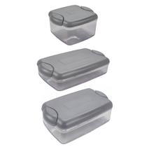 Kit 3 Pote Porta Mantimentos Hermético Resistente Marmita Fitness Freezer Microondas