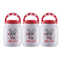 Kit 3 Pote Ração Petisco Com Tampa Rosca 1,7l Gato Cachorro -