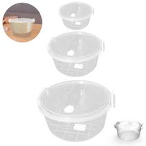 Kit 3 Pote Redondo Wave Prime G, M e P Tampa com Trava para Guardar Alimentos