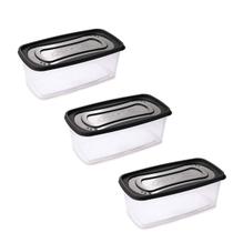 Kit 3 Pote Retangular Para Alimentos Com Tampa 3 Litros