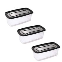 Kit 3 Pote Retangular Para Alimentos Com Tampa 3 Litros