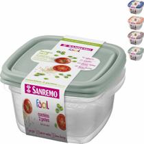 Kit 3 Pote Sanremo Quadrado 800ml Vai Freezer Microondas Potinho Congelar Alimentos Vasilha Plástica BPA Free