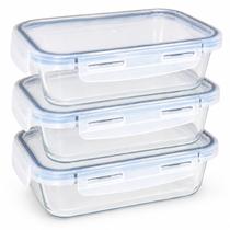 Kit 3 Pote Vidro Hermético 1040ml Organizador Forno Frezeer Kit 3 Pote Vidro Hermético 1040ml Organizador Forno Frezeer