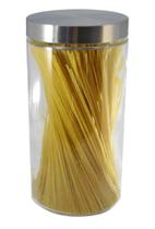 Kit 3 Pote Vidro Liso 1800ml Tampa Rosca Inox Hermético Mantimentos Porta Tempero Redondo Conjunto