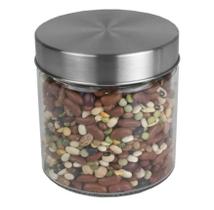 Kit 3 Pote Vidro Liso 350ml Tampa Inox Hermético Porta Tempero Mantimento Cozinha Conjunto Marmita