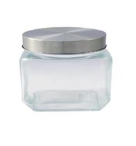 Kit 3 Pote Vidro Liso Quadrado 950ml Tampa Rosca Inox Hermético Porta Tempero Mantimento Conjunto