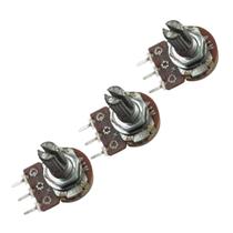 Kit 3 Potenciômetro 1M A L20 Eixo Longo Sem Chave 16Mm