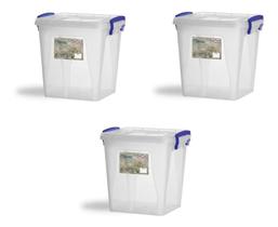 Kit 3 Potes 7,3 Litro Transparente Com Trava Pracasa Cozinha N483